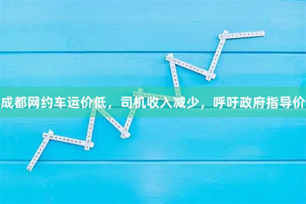 成都网约车运价低，司机收入减少，呼吁政府指导价