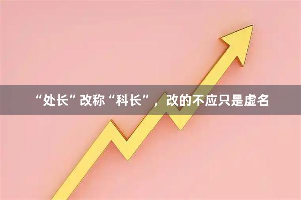 “处长”改称“科长”,改的不应只是虚名